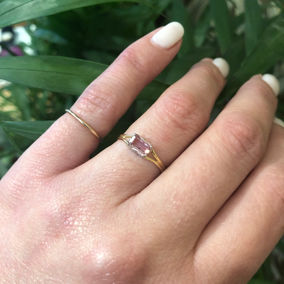 Vintage Pink Imperial Topaz in Recycled Platinum and 18k
