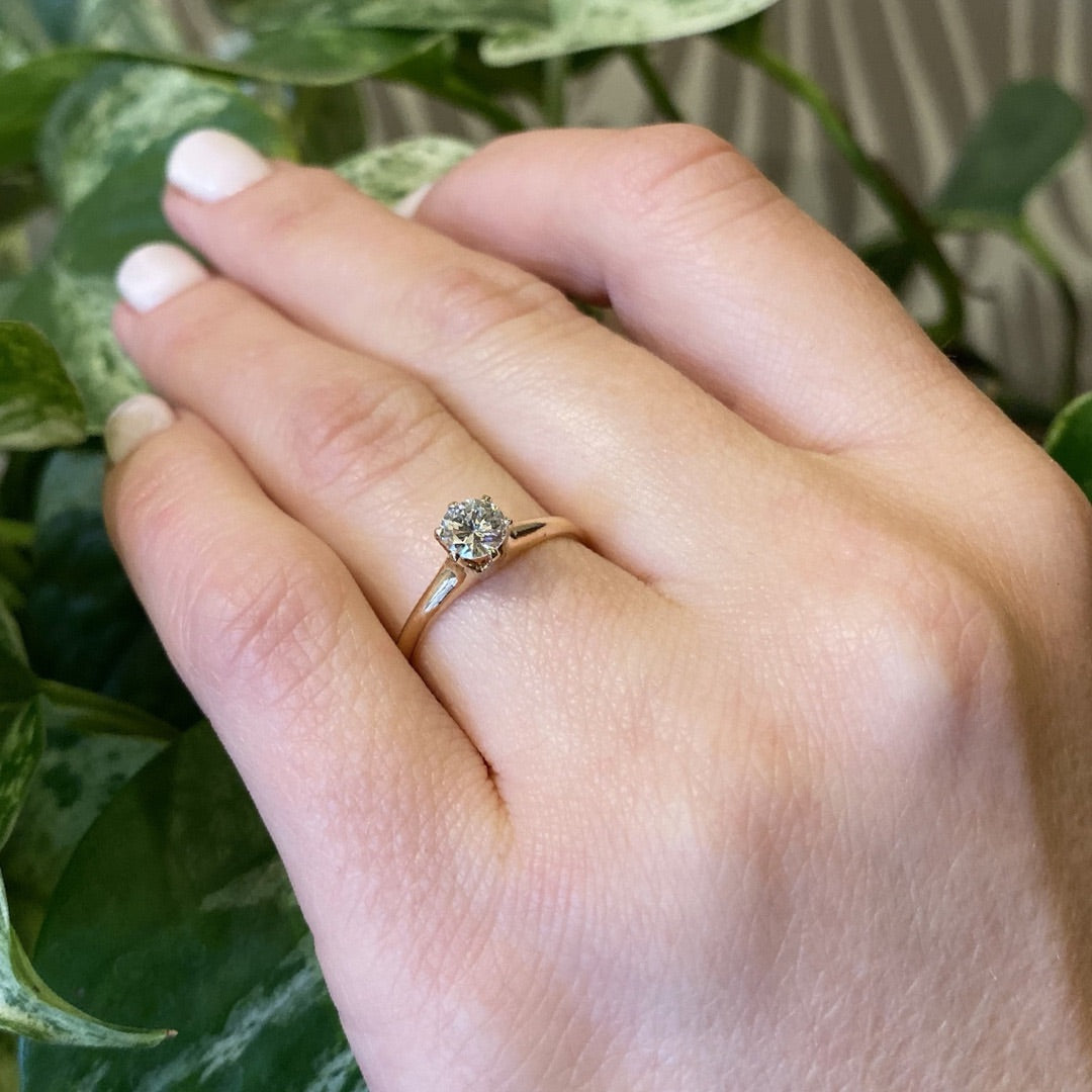 Vintage Yellow Gold Diamond Solitaire Engagement Ring