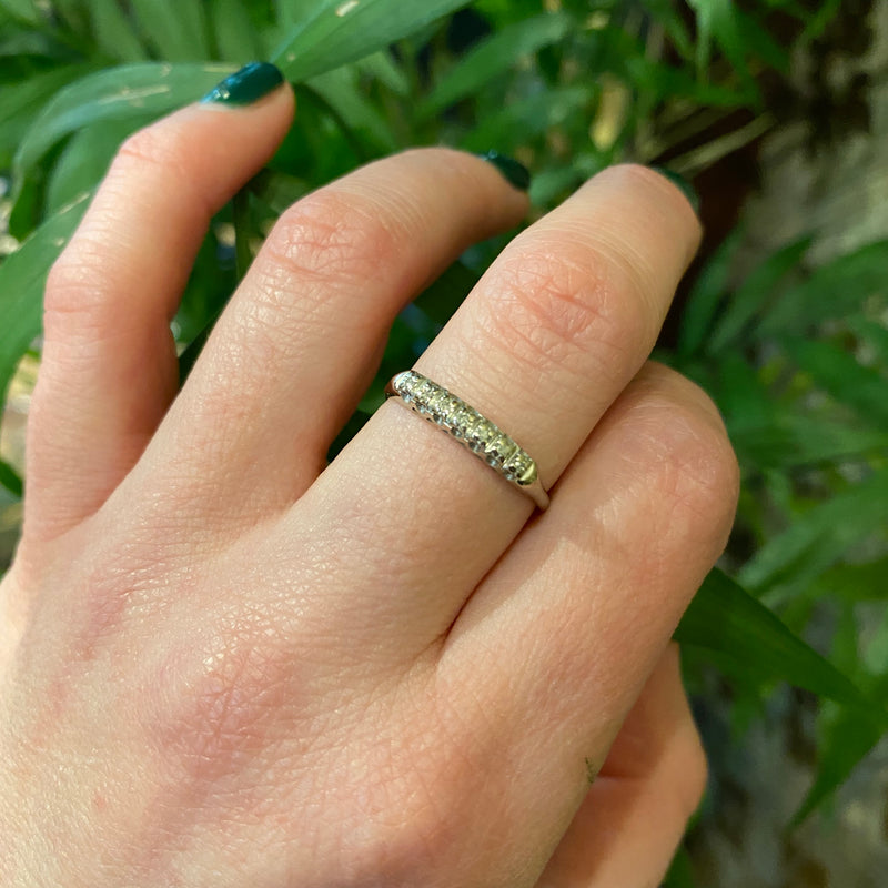 Vintage 1940's White Gold Diamond Band