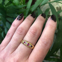 Victorian Table Cut Ruby and Diamond Band