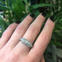 Unique Vintage Pavé Diamond Platinum Ring