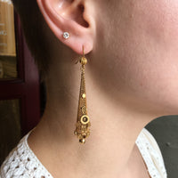Fancy Pinchbeck Torpedo Earrings Early 19th Century