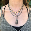 Long Vintage Niello Silver Chain with Swivel Hook