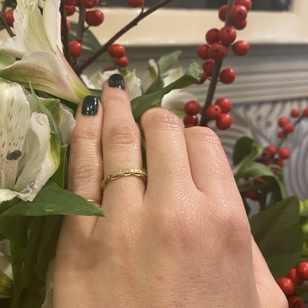Vintage Yellow Gold Orange Blossom Band