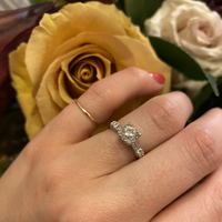 Diamond Platinum Engagement Ring with Baguette Accents