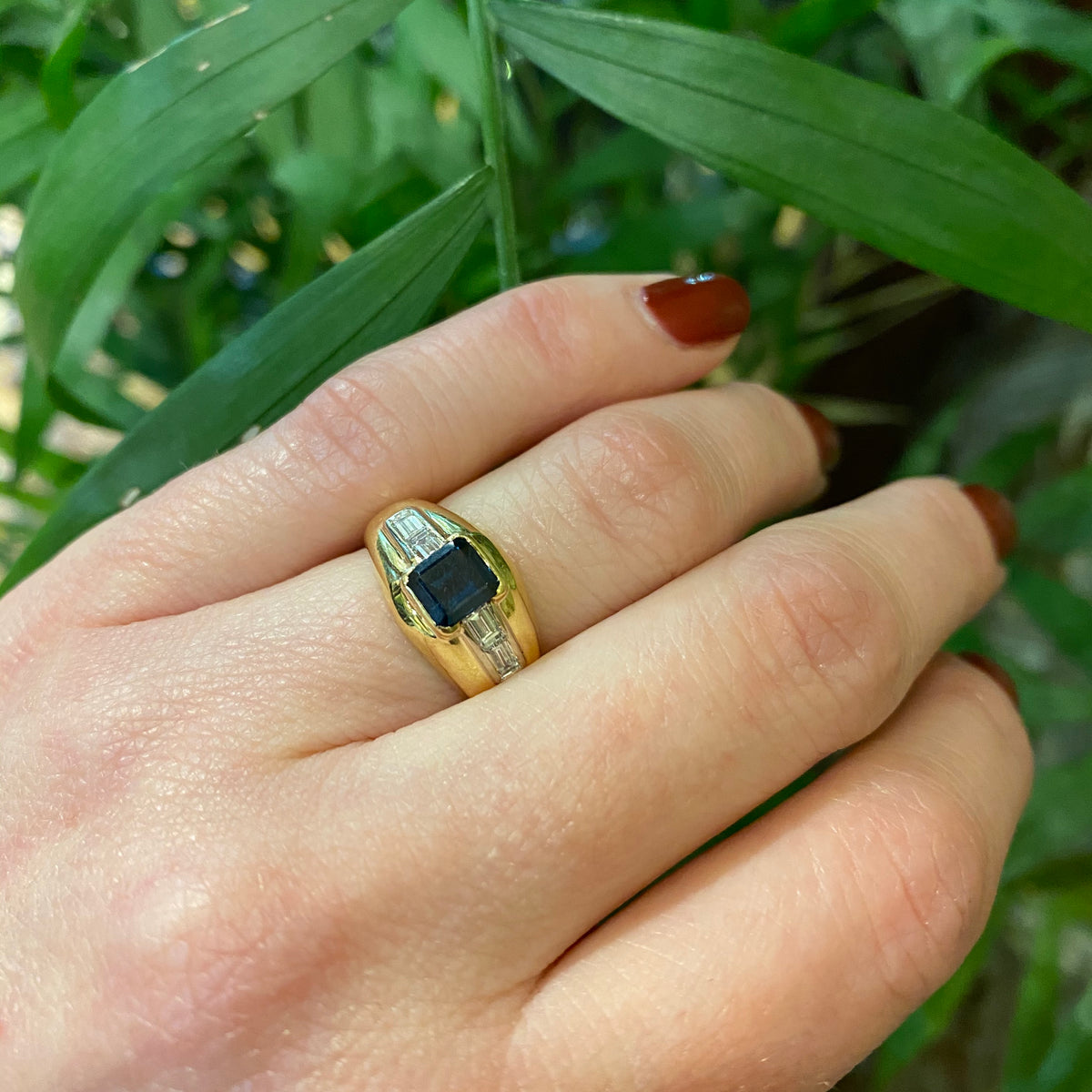Sapphire and Diamond 18k Gypsy Band