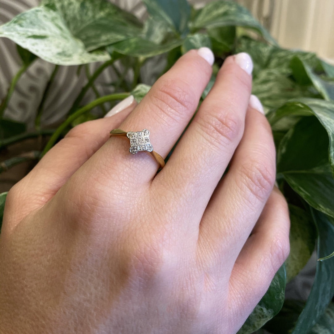 On Point Platinum on 18k Vintage Diamond Ring