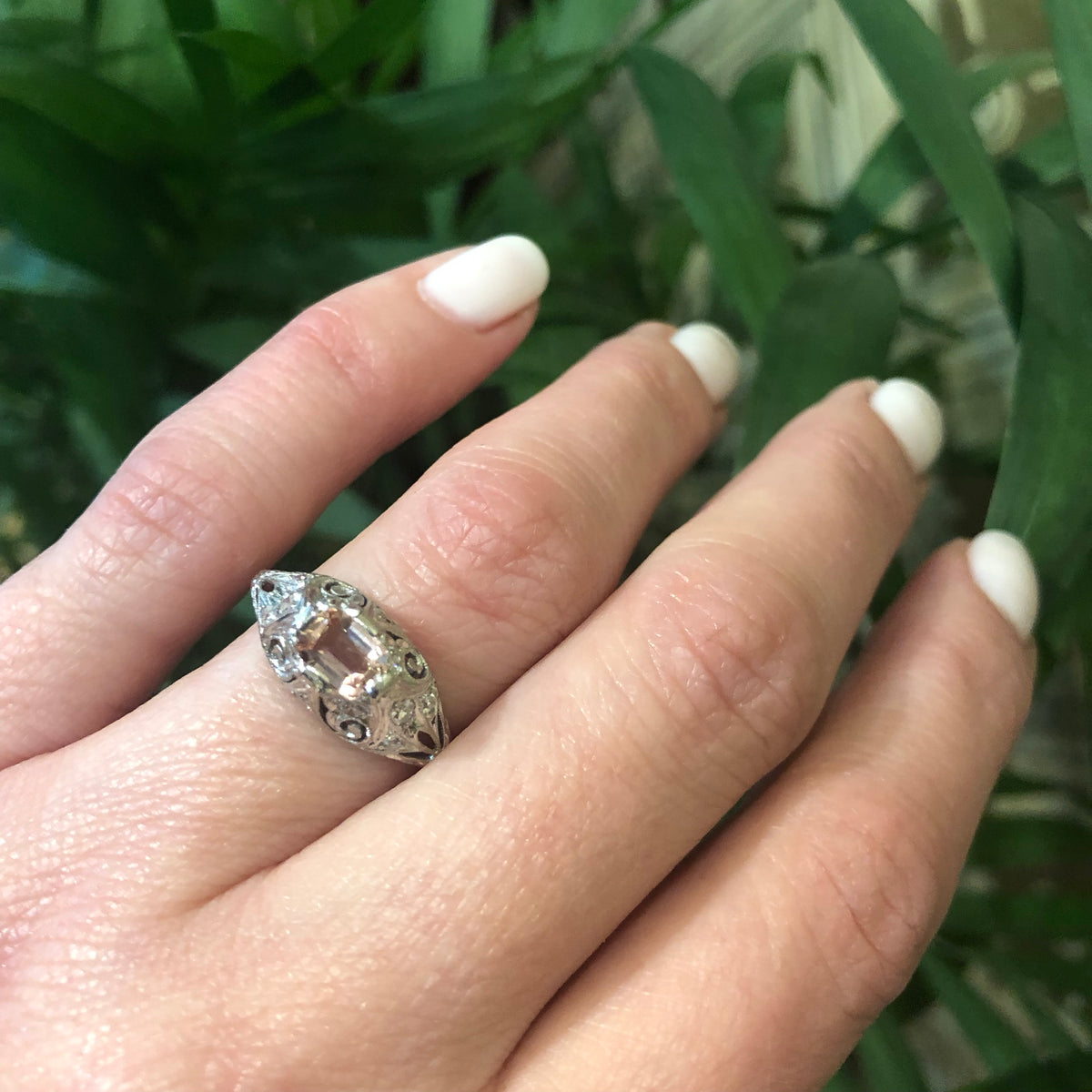 Platinum Filigree Edwardian Imperial Topaz Ring