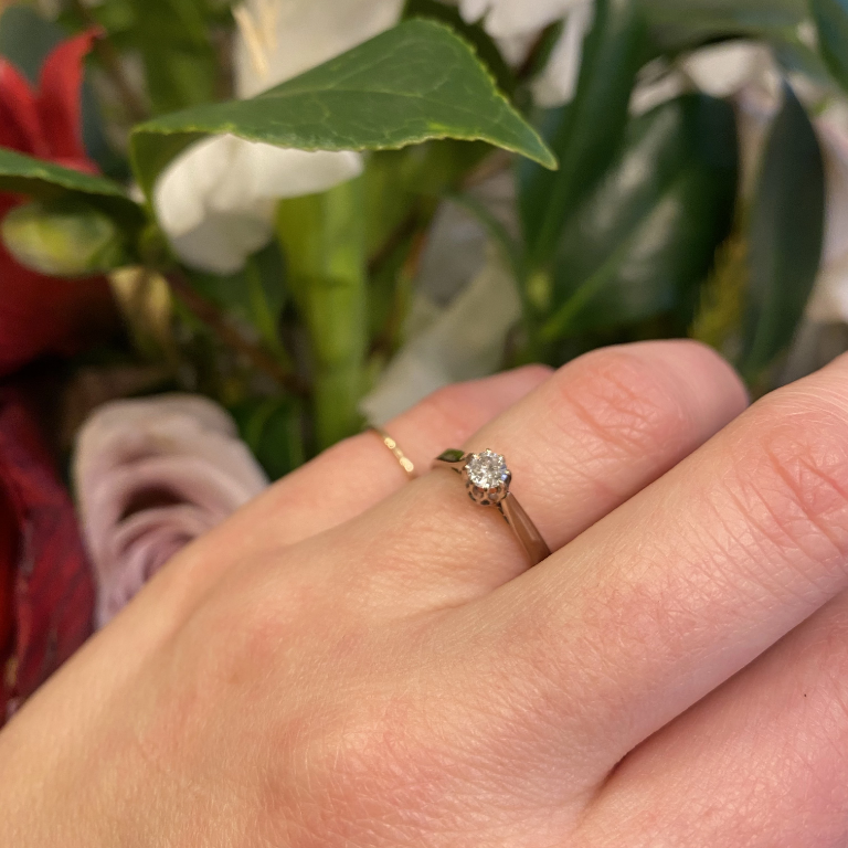 Midcentury Sparkling Diamond Solitaire Ring