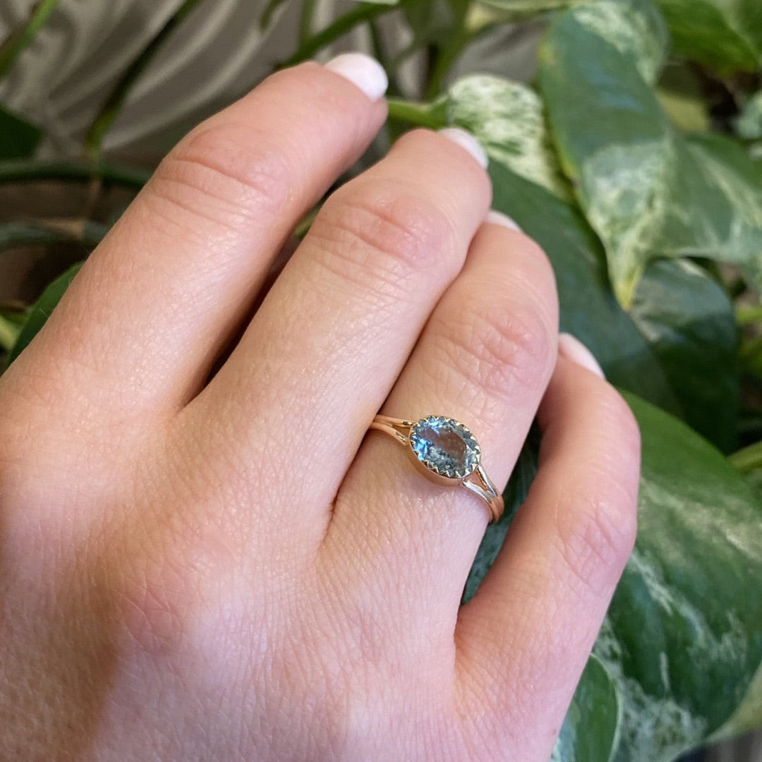 Vibrant Blue Aquamarine in Recycled Gold
