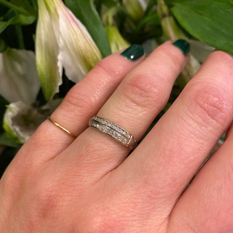 The 1930's White gold Double Row Diamond Band