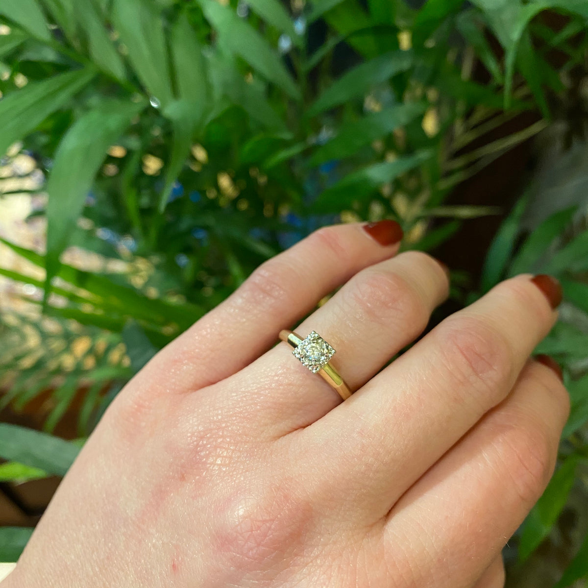 Vintage 2 tone Gold and Diamond Engagement Ring