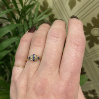 Vintage Sapphire and Rose Cut Diamond Gold Ring
