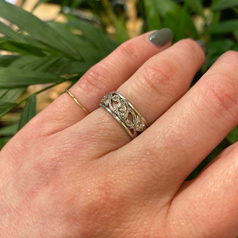 Vine and Flower 1920s Diamond Platinum Eternity Band