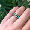 Victorian White Rose Love Token Ring with Pearl and Turquoise