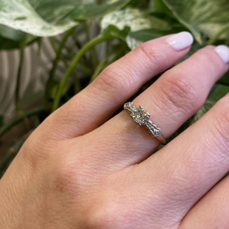 White Gold 1940's Diamond Engagement Ring