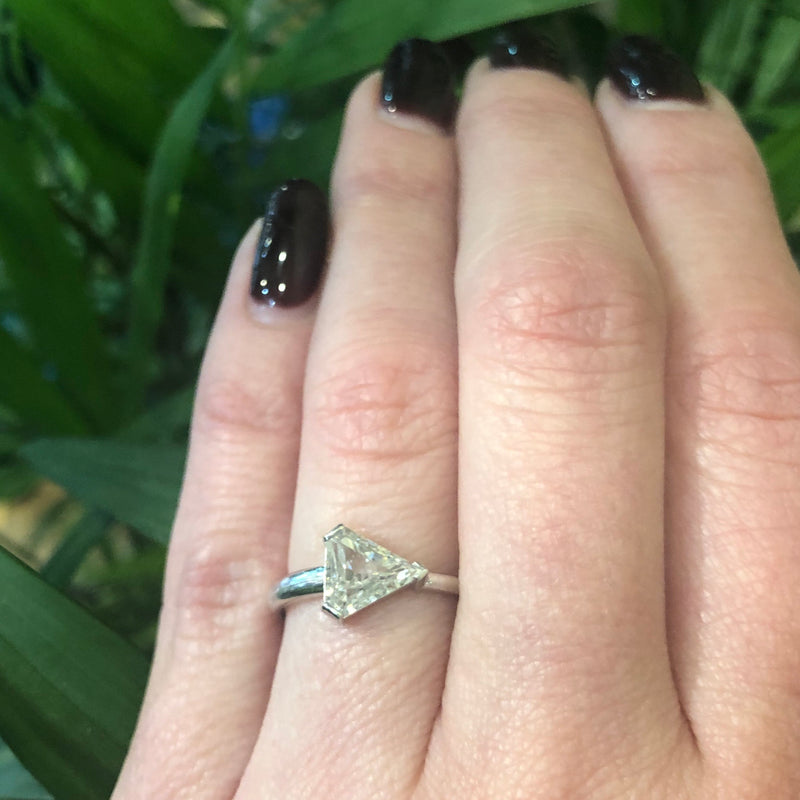 Shield Cut Diamond In Platinum Arrow Ring