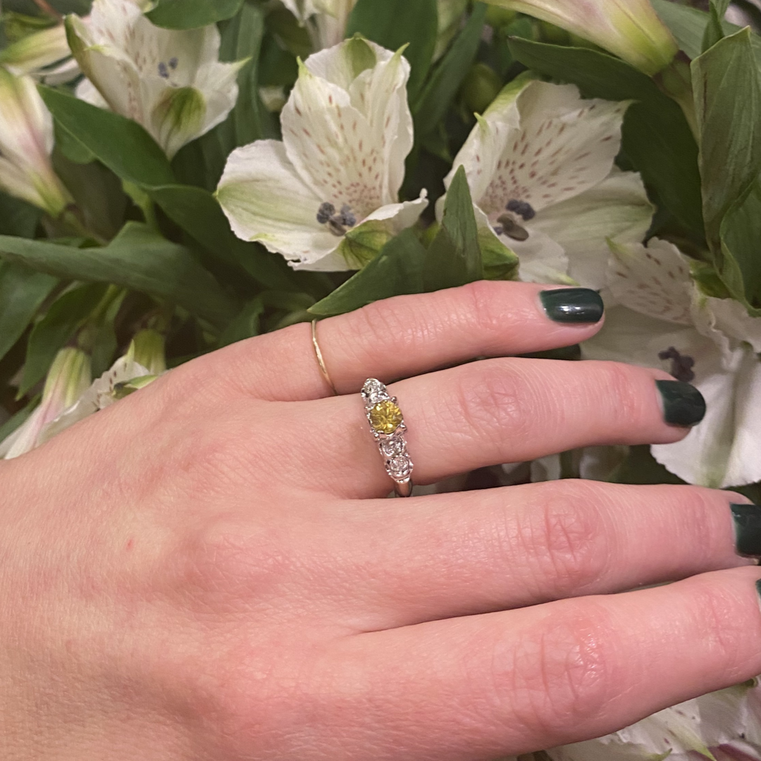 Tiny Bubbles NOS Yellow Sapphire Engagement Ring