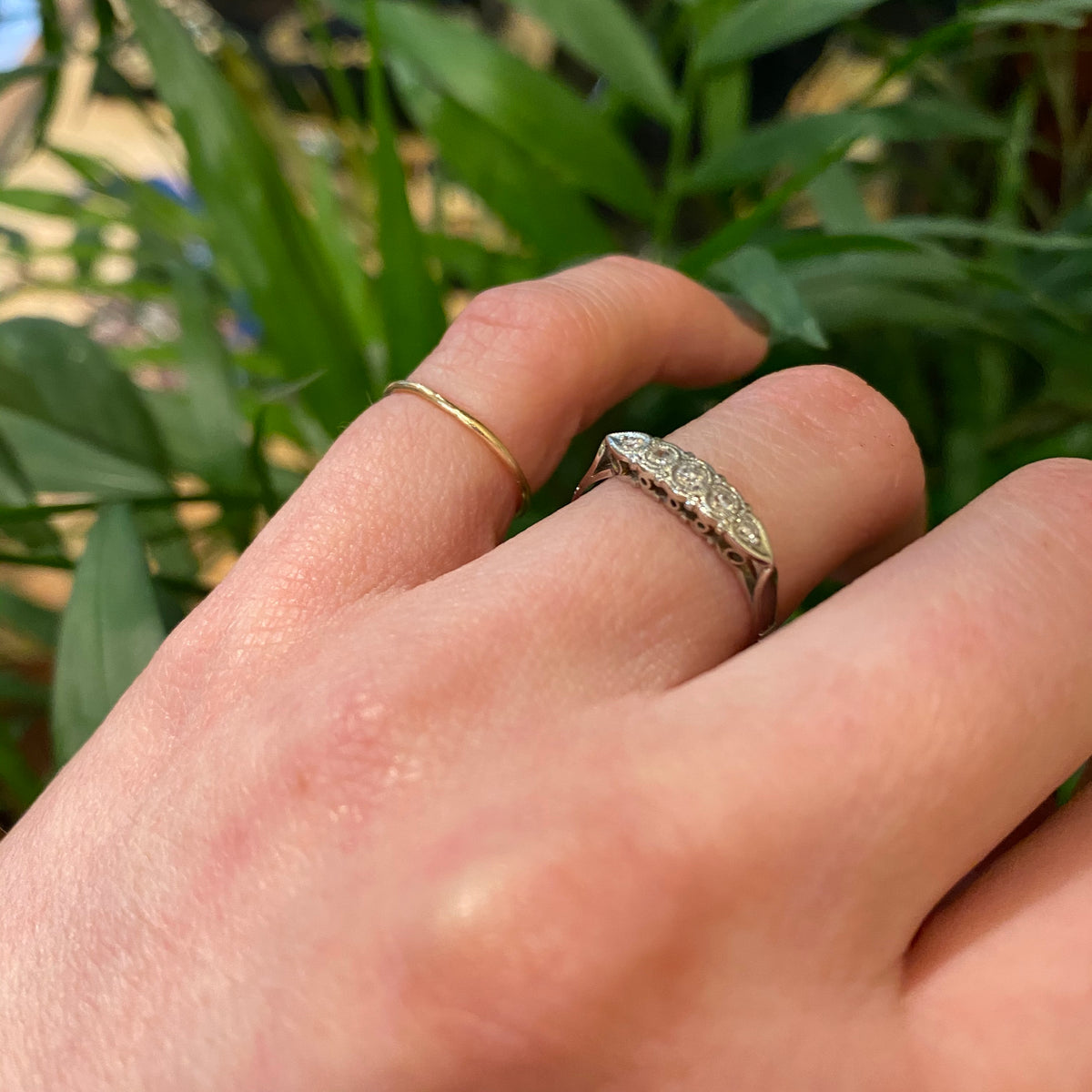 Fancy Vintage Platinum Diamond Band