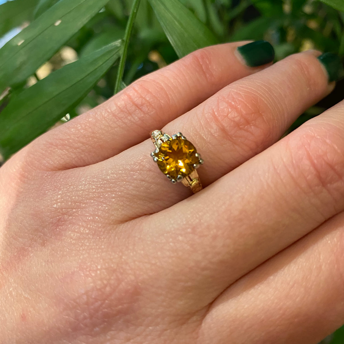 Bold Vintage 2 Carat Citrine Engagement Ring