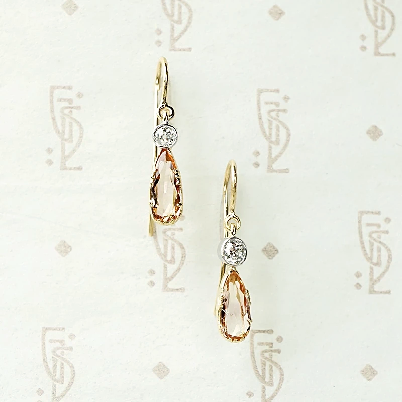Imperial Topaz and Diamond Drop Earrings