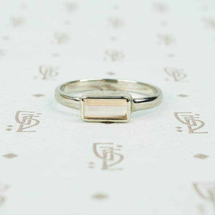 14k recycled white gold and imperial topaz ring