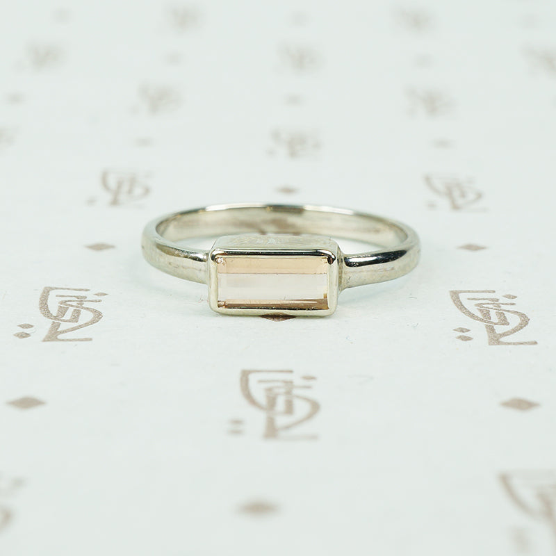 14k recycled white gold and imperial topaz ring