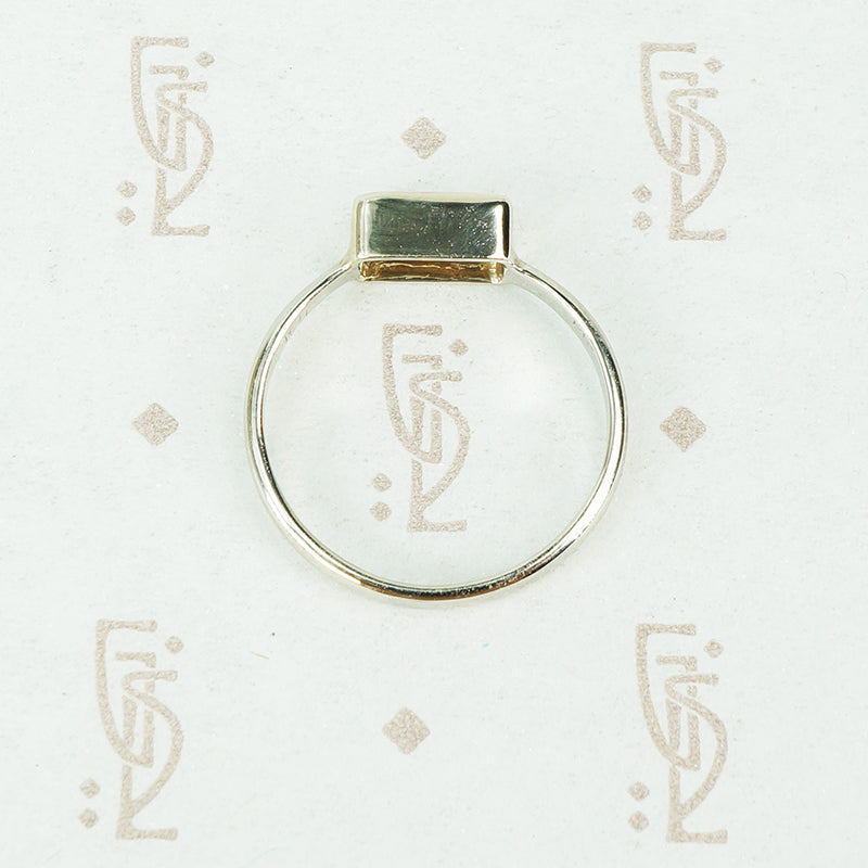 14k recycled white gold and imperial topaz ring side view