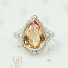 Vintage Engagement Ring Pear Shaped Imperial Topaz in Platinum