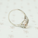 Vintage Engagement Ring Pear Shaped Imperial Topaz in Platinum