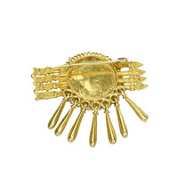 18k Gold Aztec Brooch with Turquoise Inlay - Gem Set Love