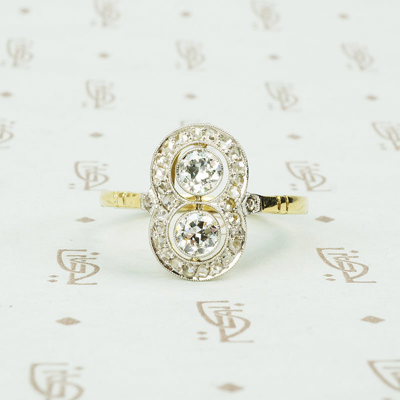 double diamond rose cut diamond surround infinity ring