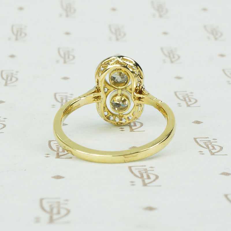 double diamond rose cut diamond surround infinity ring