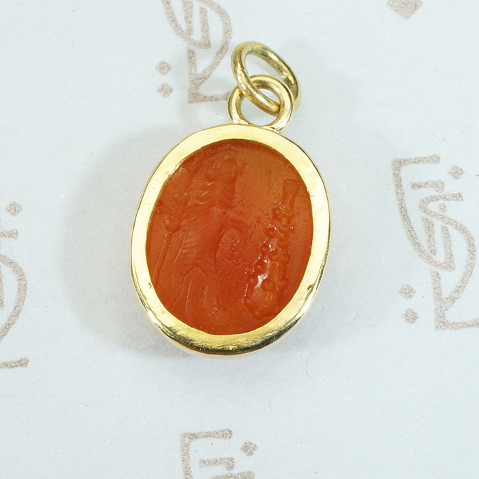 herakles aka commodius standing lion with a club ancient roman intaglio in recycled 18k yellow gold