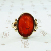 carnelian roman intaglio ring in 14k yellow gold