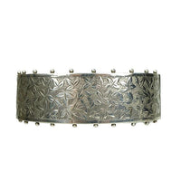 Wide Silver Bangle Engraved with Ivy