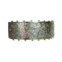 Wide Silver Bangle Engraved with Ivy