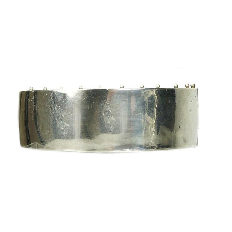 Wide Silver Bangle Engraved with Ivy
