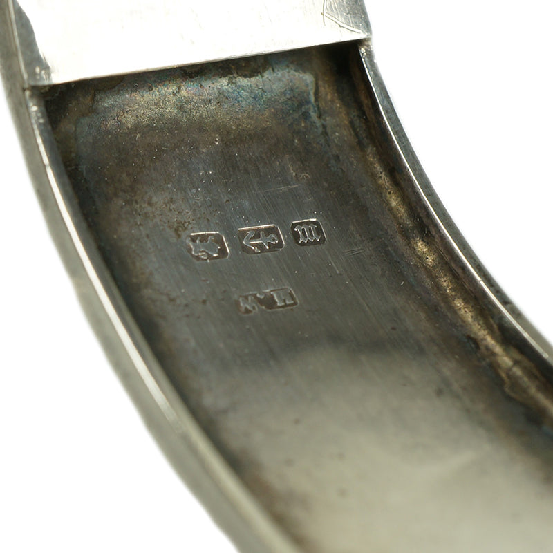 Wide Silver Bangle Engraved with Ivy