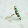Brilliant Green Carved Jade White Gold Ring