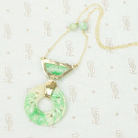 Beautifully Carved Jade Necklace in Gold