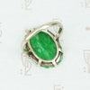 Brilliant Green Carved Jade White Gold Ring