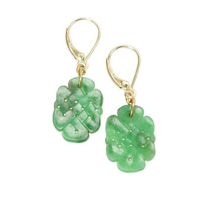 Rich Green Jade Earrings in the form of a Scholars Knot