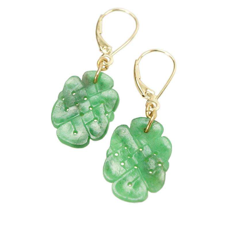Rich Green Jade Earrings in the form of a Scholars Knot