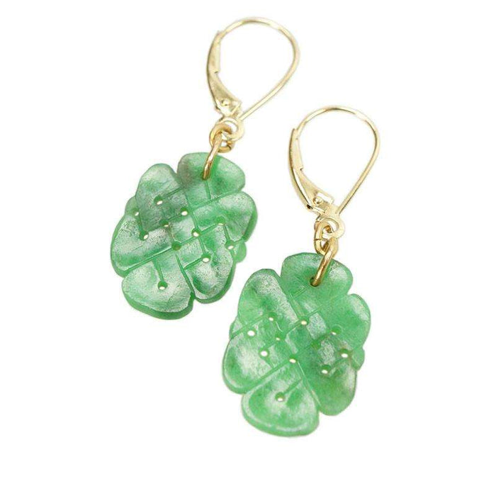 Rich Green Jade Earrings in the form of a Scholars Knot