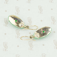 apple jade earrings with diamonds back view