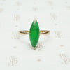 14k rose gold navette shaped jade ring