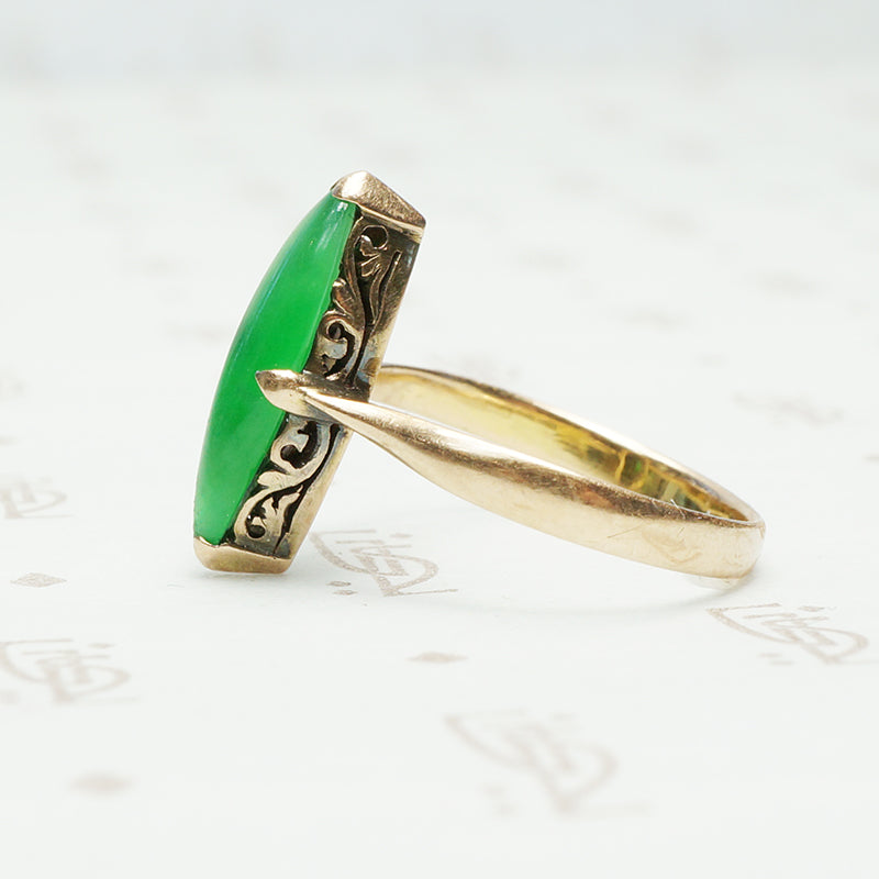 Brilliant Green Jade in Rose Gold Ring