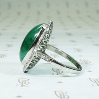 Art Deco Platinum Jade and Diamond Ring