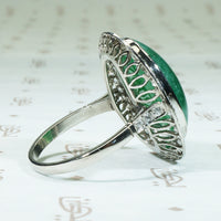 Art Deco Platinum Jade and Diamond Ring
